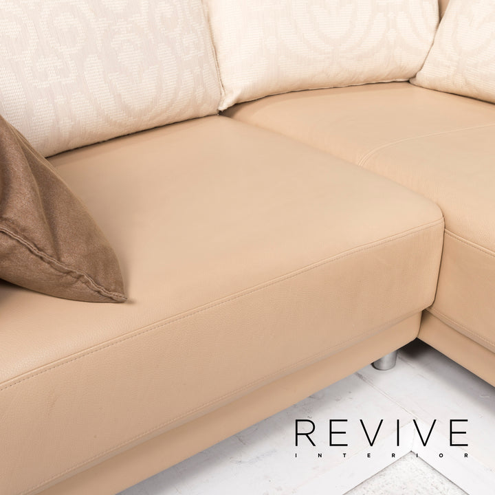 Rolf Benz Leather Corner Sofa Beige Cream Sofa Couch #12911