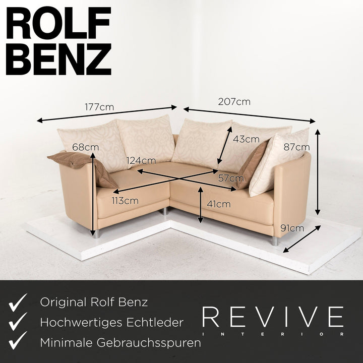 Rolf Benz Leder Ecksofa Beige Creme Sofa Couch #12911