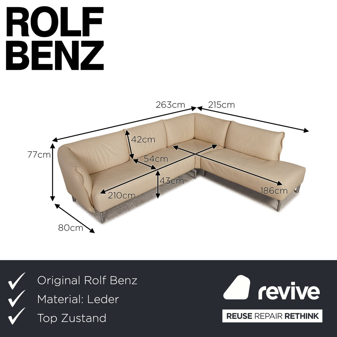 Rolf Benz leather corner sofa cream sofa couch