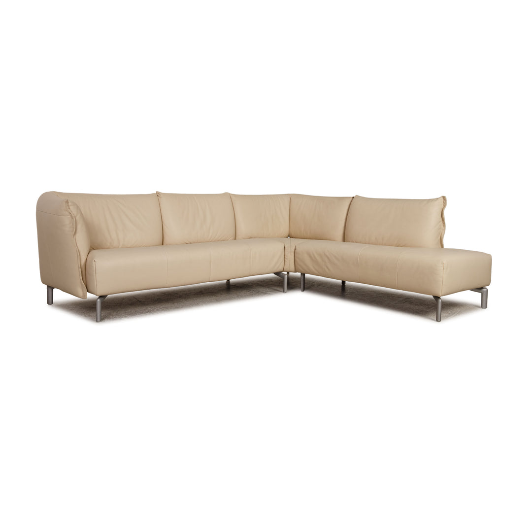 Rolf Benz leather corner sofa cream sofa couch