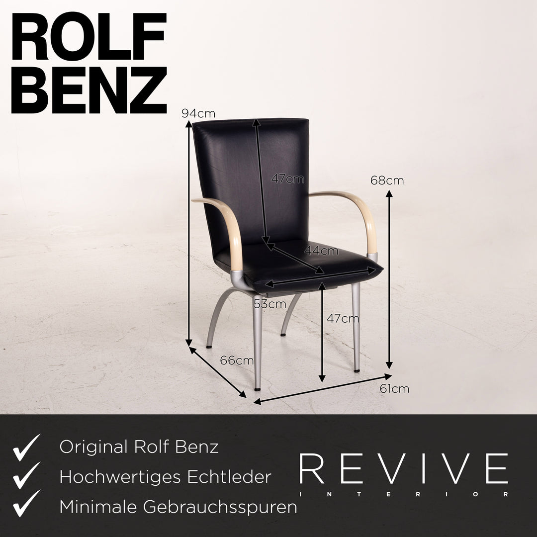 Rolf Benz Leder Esszimmerstuhl Garnitur Blau Creme 8x Stuhl #15631