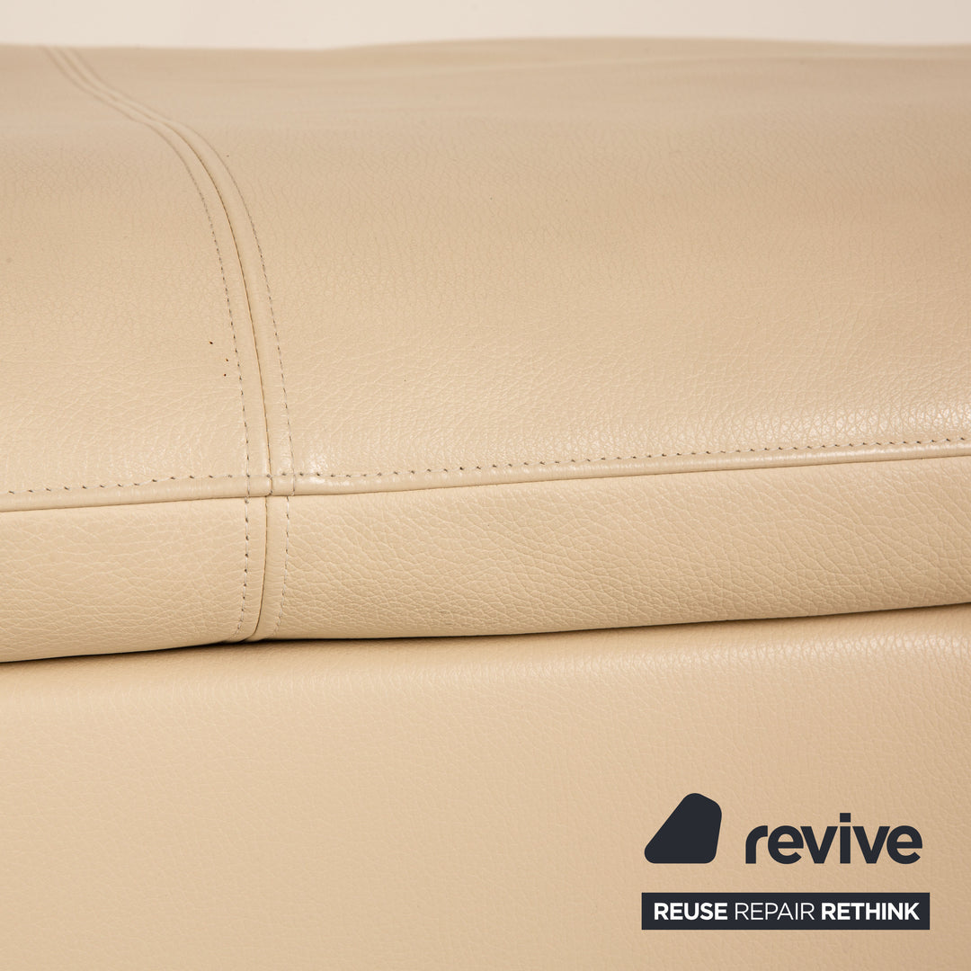 Rolf Benz Leder Hocker Beige