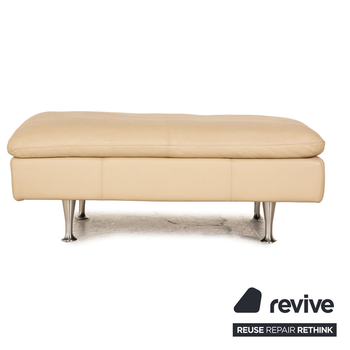 Rolf Benz Leder Hocker Beige