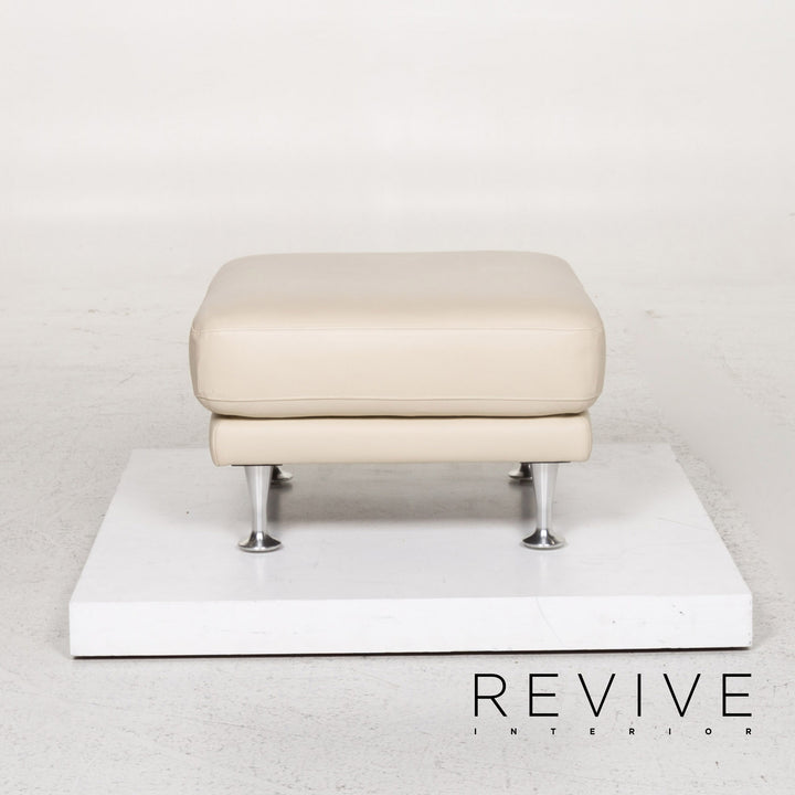 Rolf Benz Leather Stool Cream Ottoman #13211