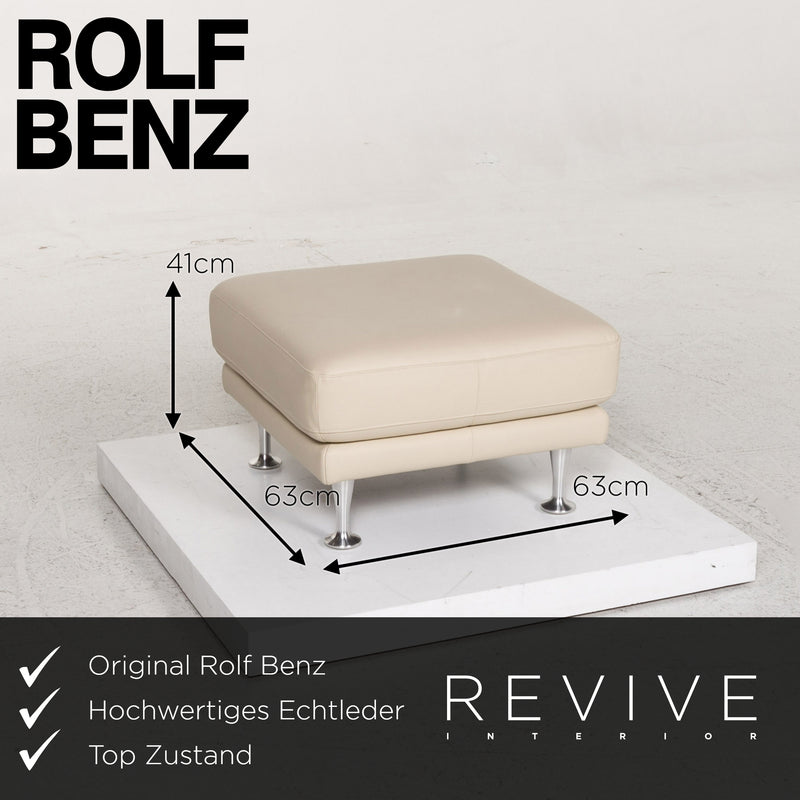 Rolf Benz Leder Hocker Creme Ottoman 