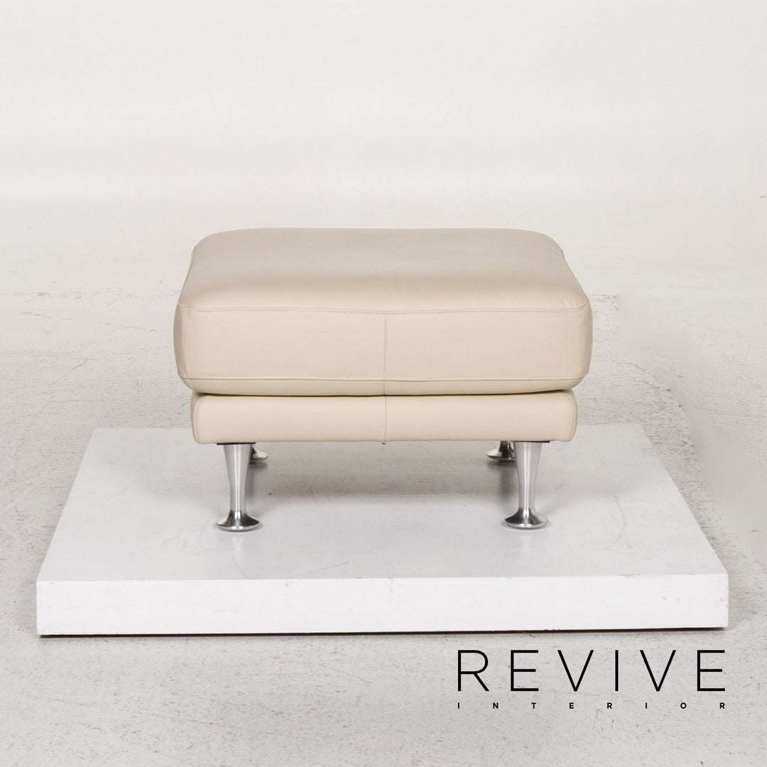 Rolf Benz Leather Stool Cream Ottoman #13211