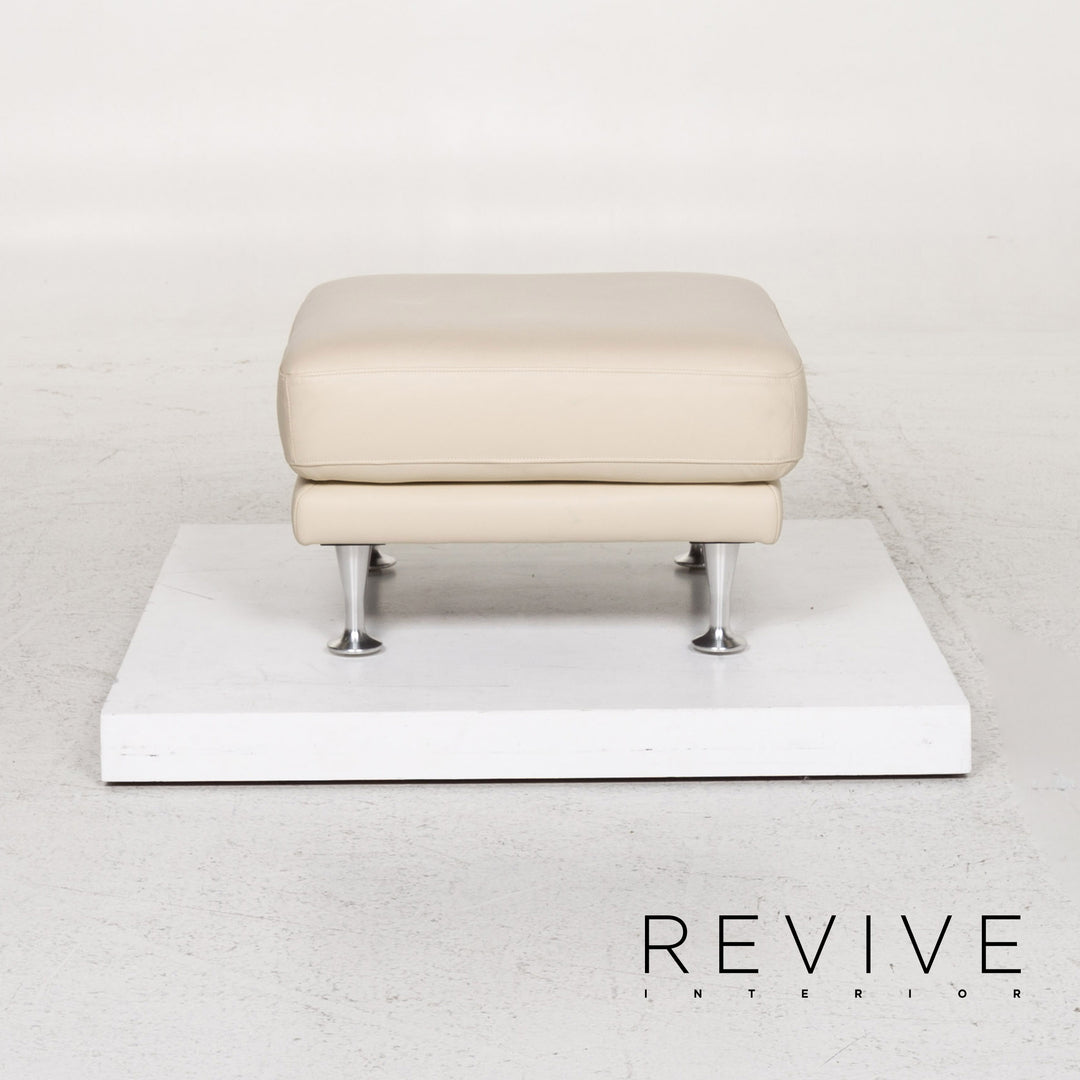 Rolf Benz Leather Stool Cream Ottoman #13211