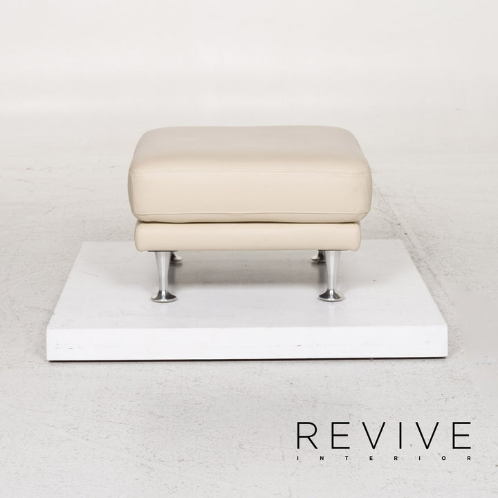 Rolf Benz Leather Stool Cream Ottoman #13211