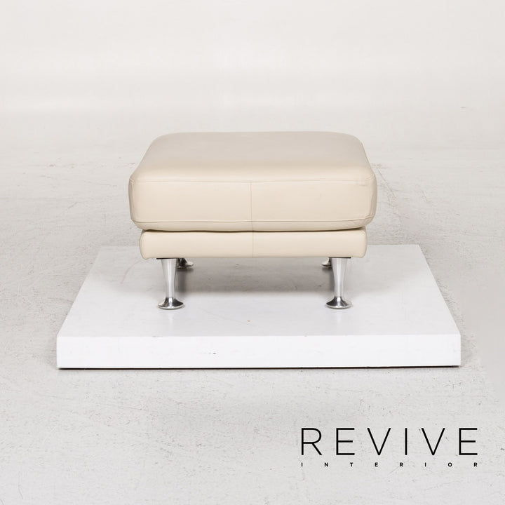 Rolf Benz Leather Stool Cream Ottoman #13211