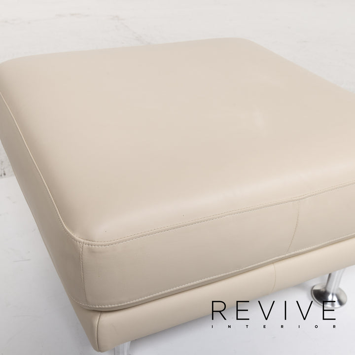 Rolf Benz Leather Stool Cream Ottoman #13211
