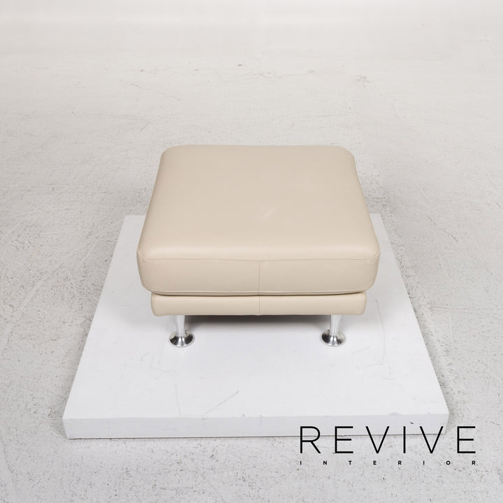 Rolf Benz Leather Stool Cream Ottoman #13211