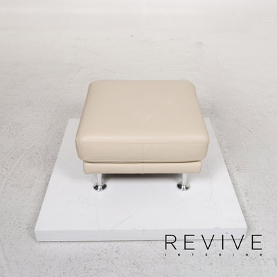 Rolf Benz Leder Hocker Creme Ottoman #13211