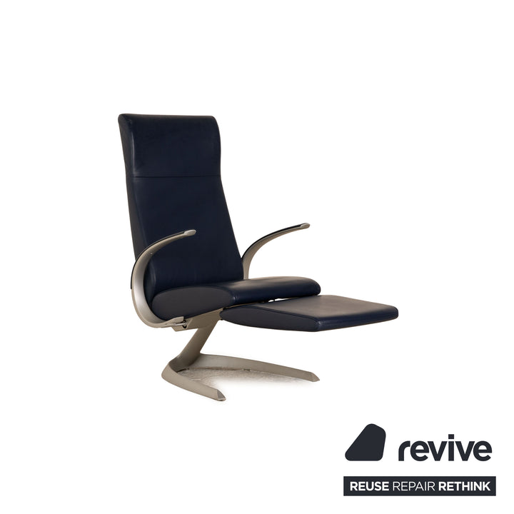 Rolf Benz Leder Sessel Blau manuelle Funktion Relaxfunktion