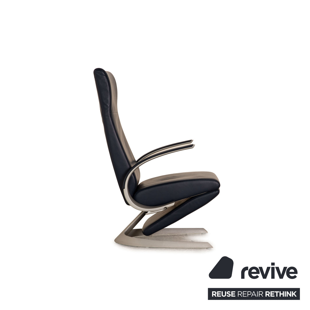 Rolf Benz Leder Sessel Blau manuelle Funktion Relaxfunktion