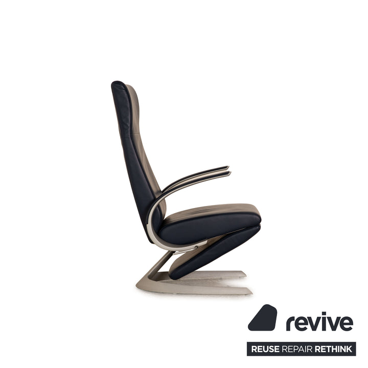 Rolf Benz Leder Sessel Blau manuelle Funktion Relaxfunktion