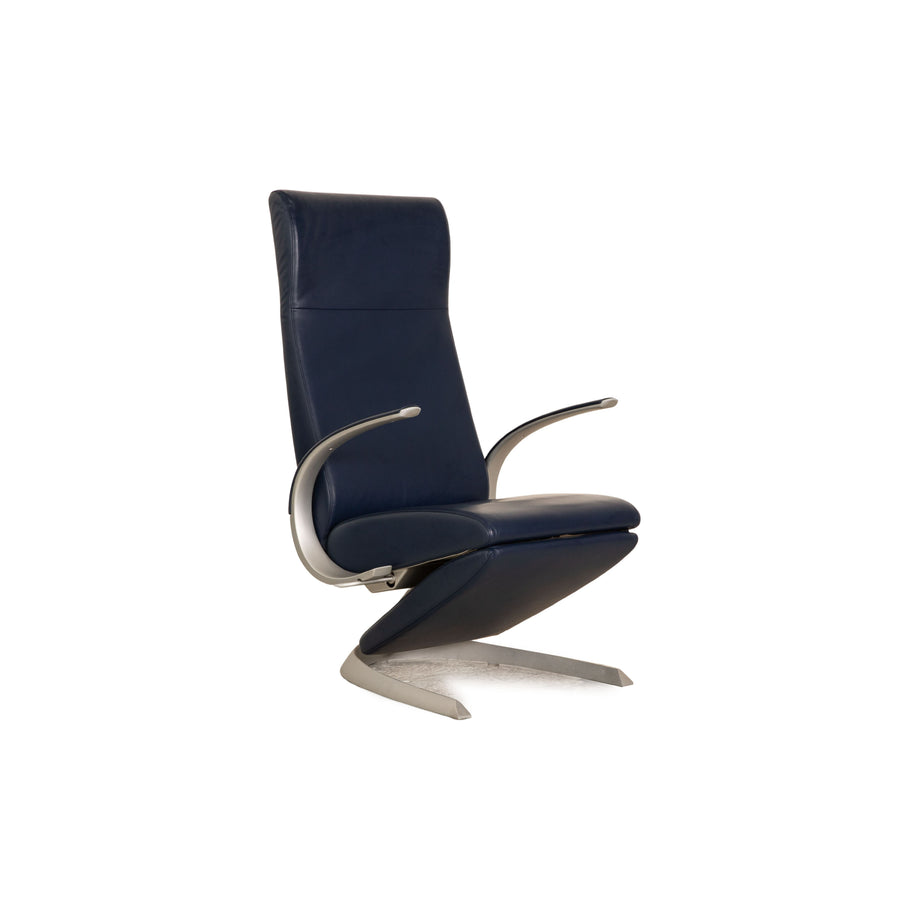 Rolf Benz Leder Sessel Blau manuelle Funktion Relaxfunktion