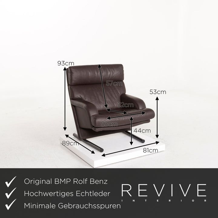 Rolf Benz Leather Armchair Brown Dark brown club chair #12625