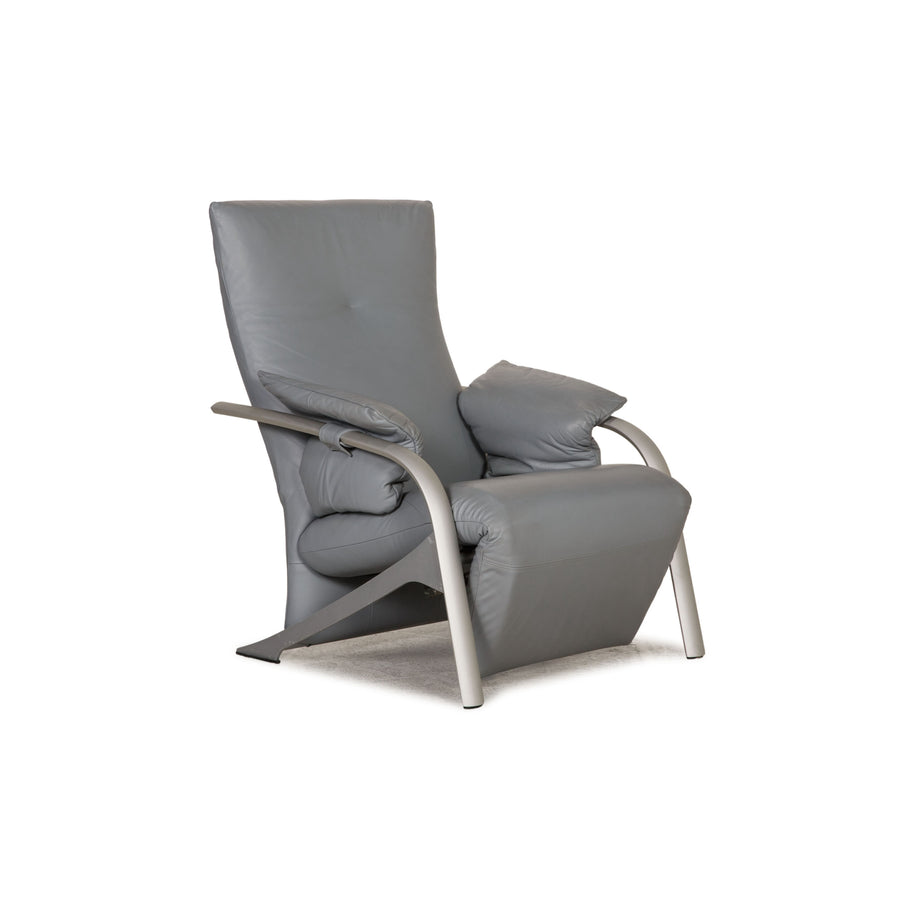 Rolf Benz Leather Armchair Gray Function Relaxation function