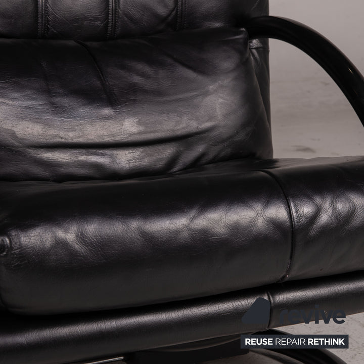 Rolf Benz Leder Sessel inkl Hocker Schwarz Outlet