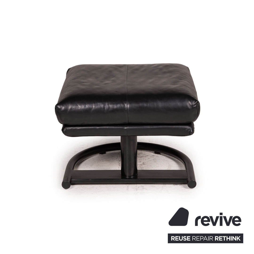 Rolf Benz Leder Sessel inkl Hocker Schwarz Outlet