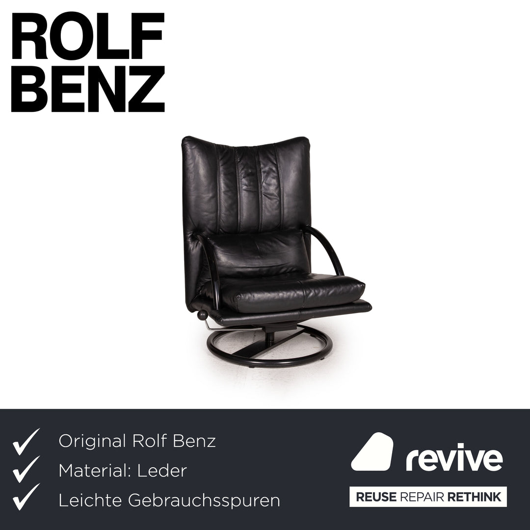 Rolf Benz Leder Sessel inkl Hocker Schwarz Outlet
