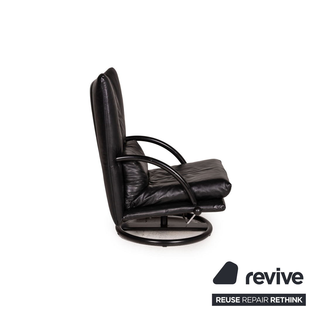 Rolf Benz Leder Sessel inkl Hocker Schwarz Outlet