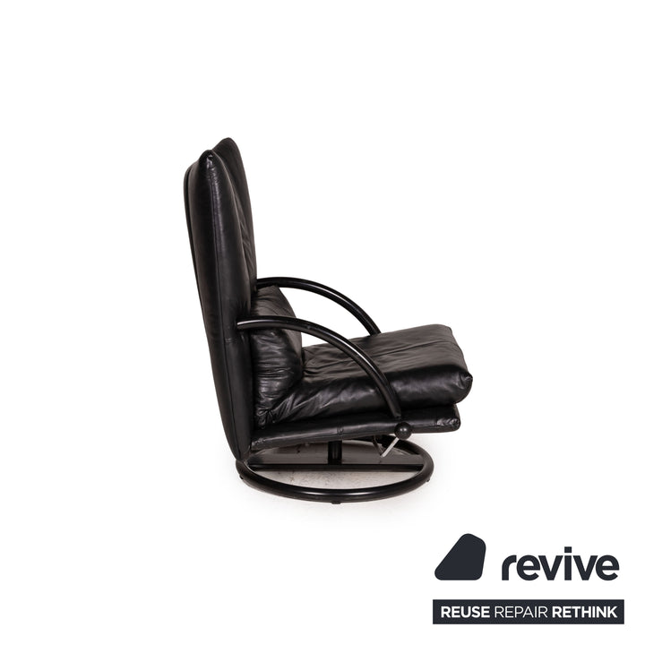 Rolf Benz Leder Sessel inkl Hocker Schwarz Outlet