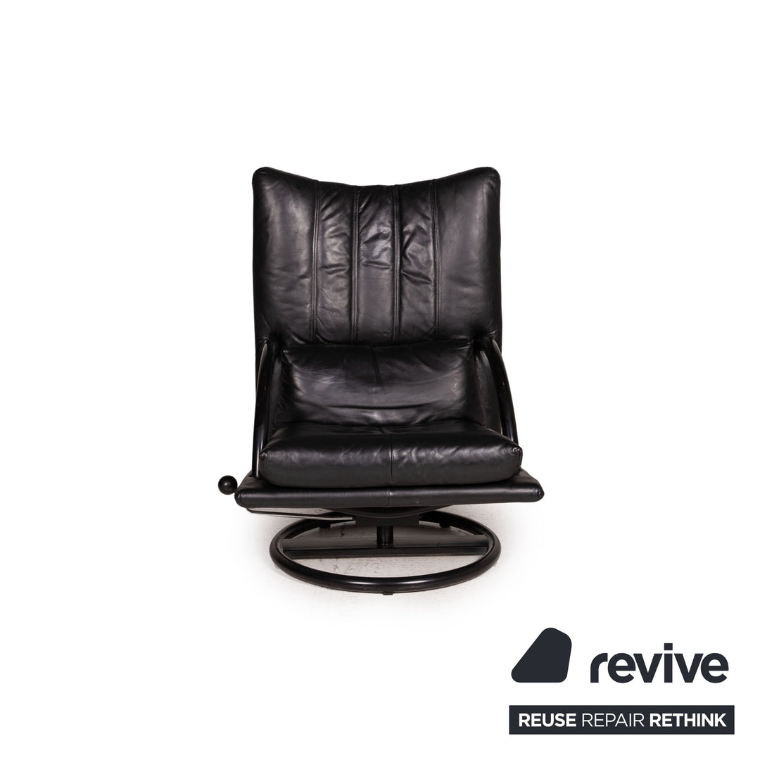 Rolf Benz Leder Sessel inkl Hocker Schwarz Outlet