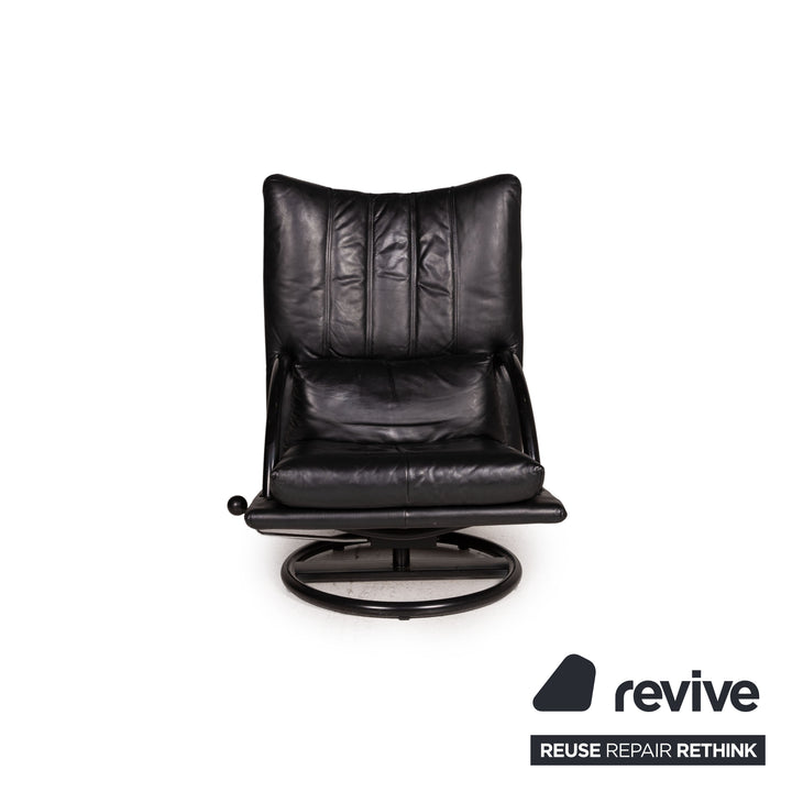 Rolf Benz Leder Sessel inkl Hocker Schwarz Outlet
