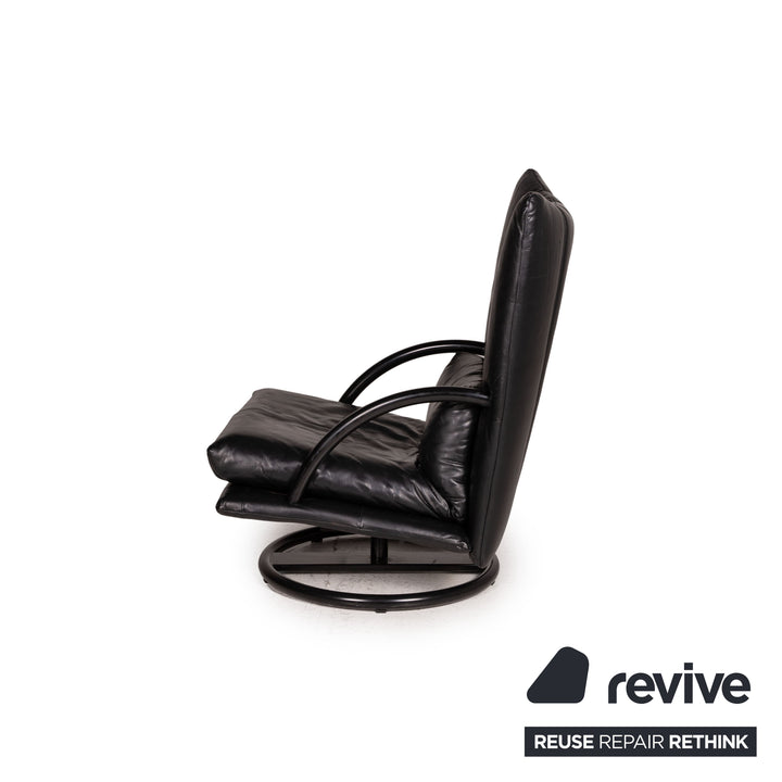 Rolf Benz Leder Sessel inkl Hocker Schwarz Outlet