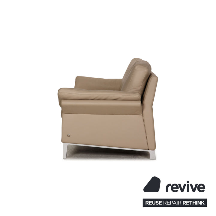 Rolf Benz leather sofa beige three-seater couch