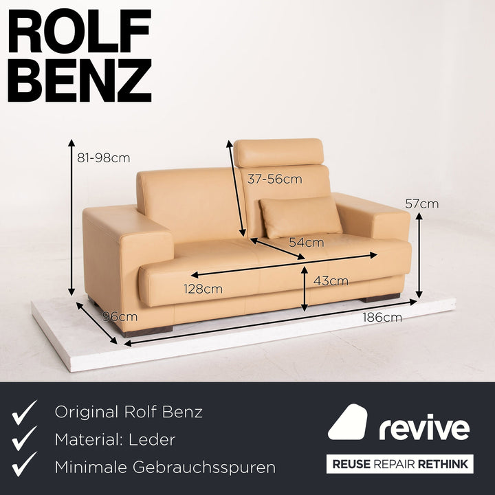 Rolf Benz Leder Sofa Beige Zweisitzer Funktion Couch