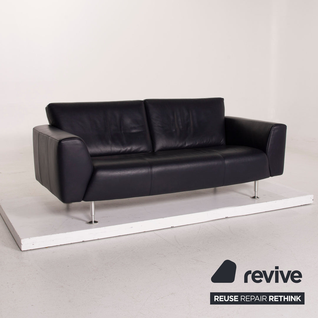Rolf Benz leather sofa blue two-seater dark blue #14981