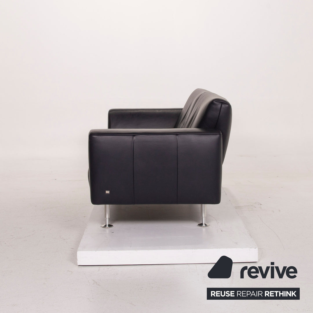 Rolf Benz leather sofa blue two-seater dark blue #14981