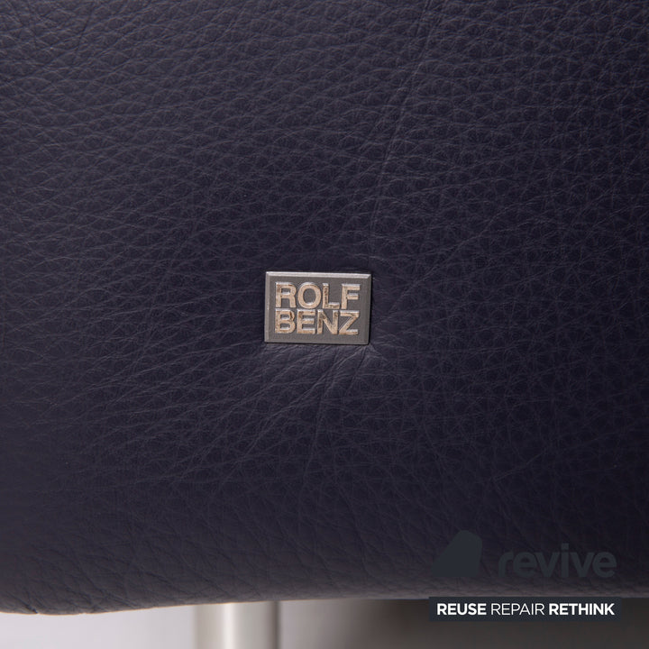 Rolf Benz leather sofa blue two-seater dark blue #14981