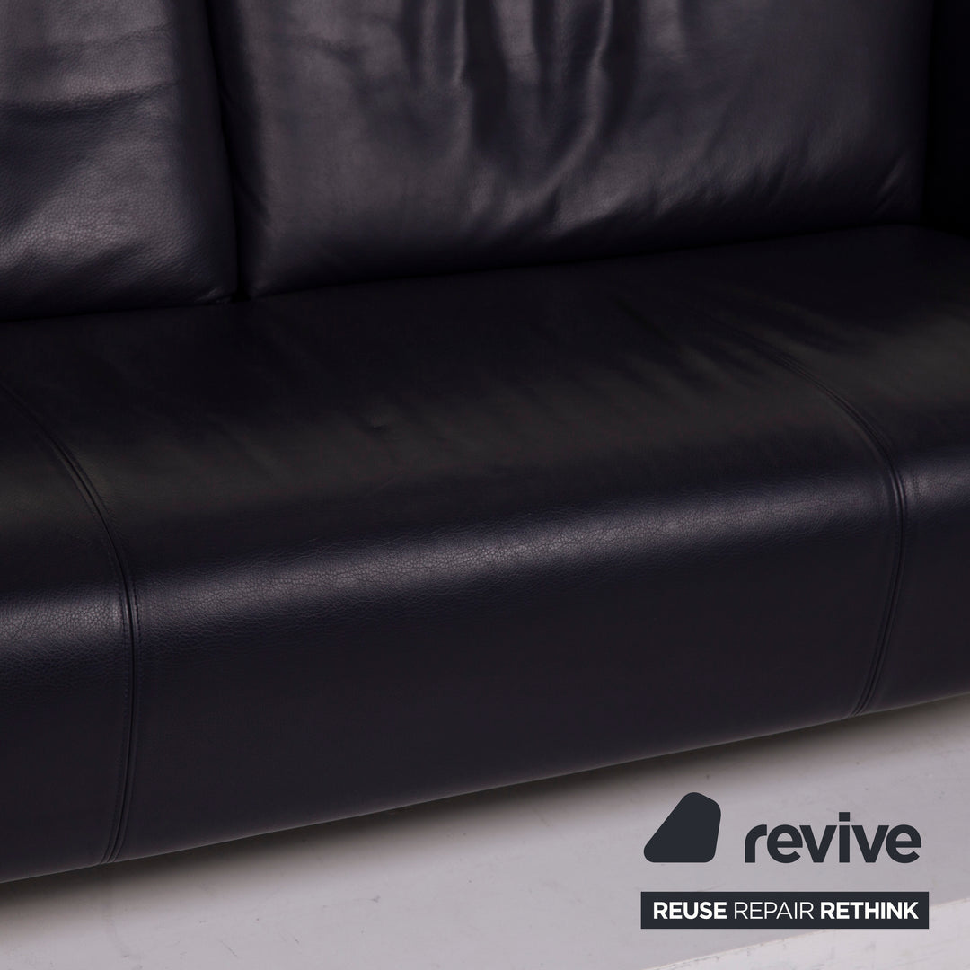 Rolf Benz leather sofa blue two-seater dark blue #14981