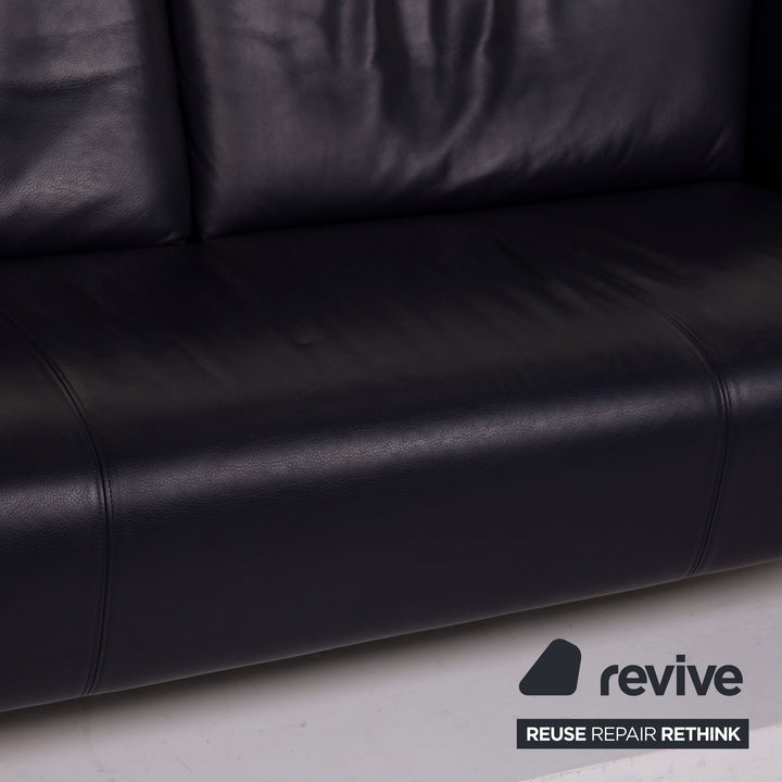 Rolf Benz leather sofa blue two-seater dark blue #14981