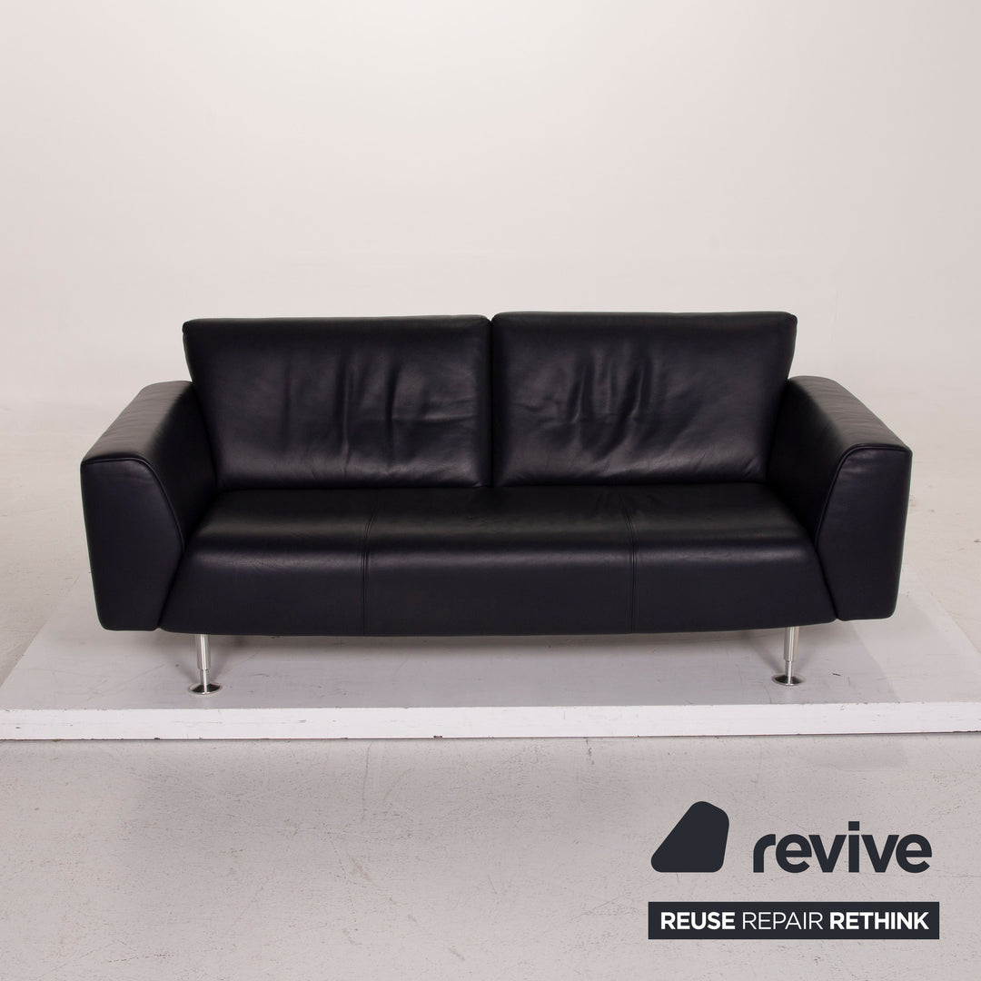 Rolf Benz leather sofa blue two-seater dark blue #14981