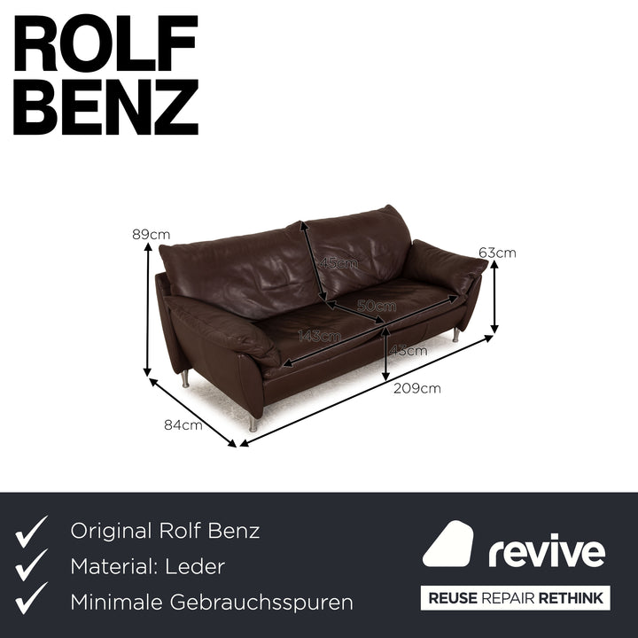 Rolf Benz Leder Sofa Braun Dreisitzer Couch