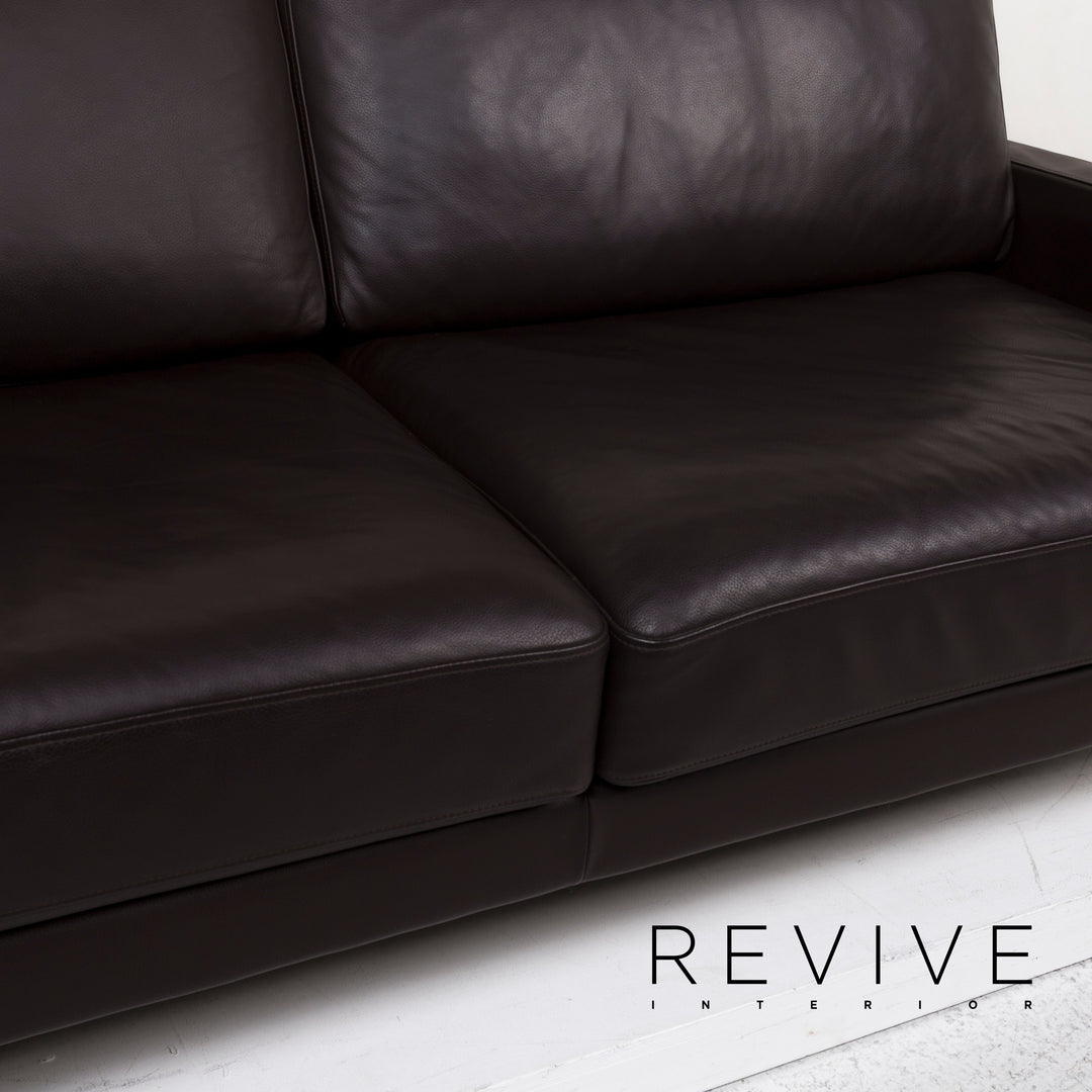 Rolf Benz leather sofa brown dark brown three-seater couch #12817