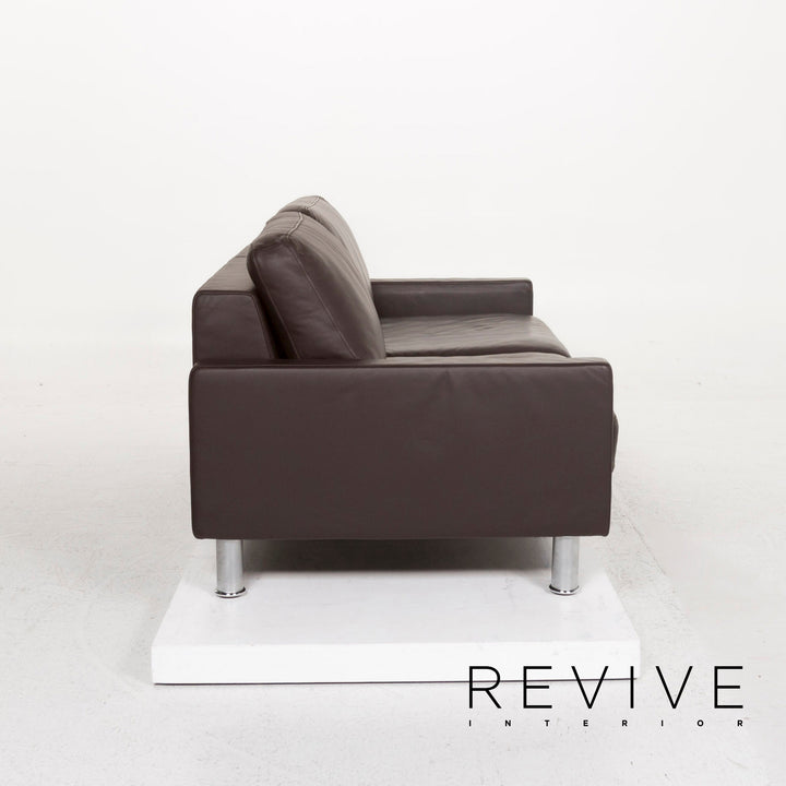 Rolf Benz leather sofa brown dark brown three-seater couch #12817