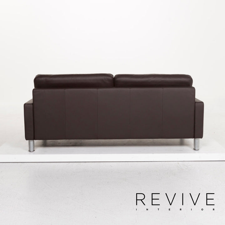 Rolf Benz leather sofa brown dark brown three-seater couch #12817