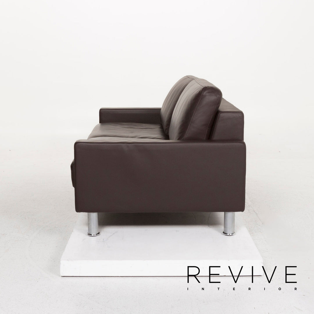 Rolf Benz leather sofa brown dark brown three-seater couch #12817