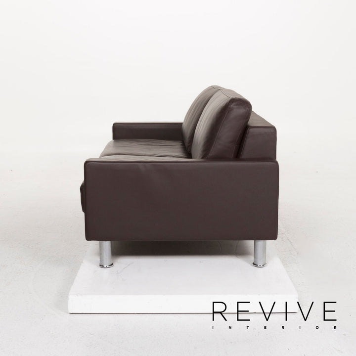 Rolf Benz leather sofa brown dark brown three-seater couch #12817