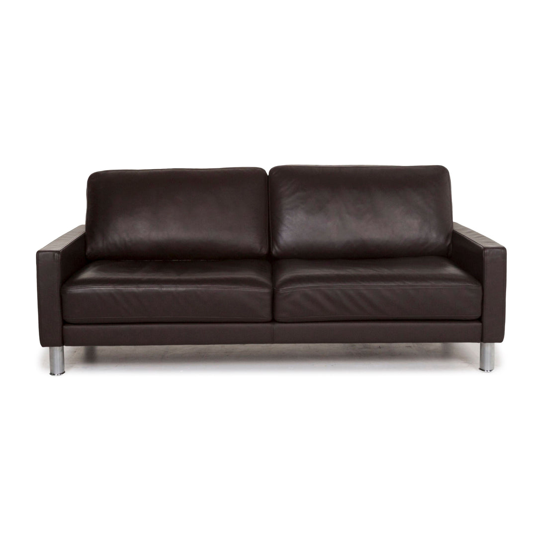 Rolf Benz leather sofa brown dark brown three-seater couch #12817