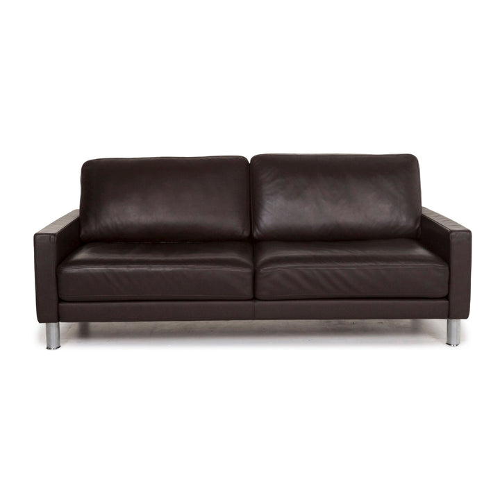 Rolf Benz leather sofa brown dark brown three-seater couch #12817
