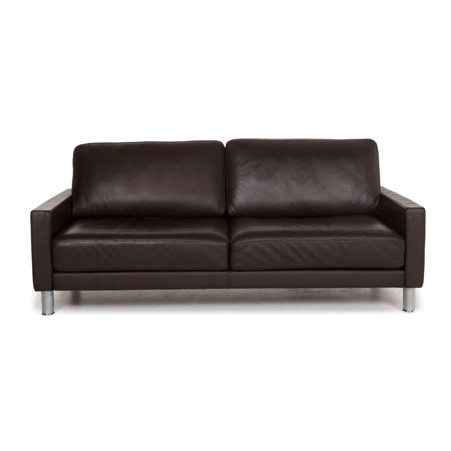 Rolf Benz leather sofa brown dark brown three-seater couch #12817