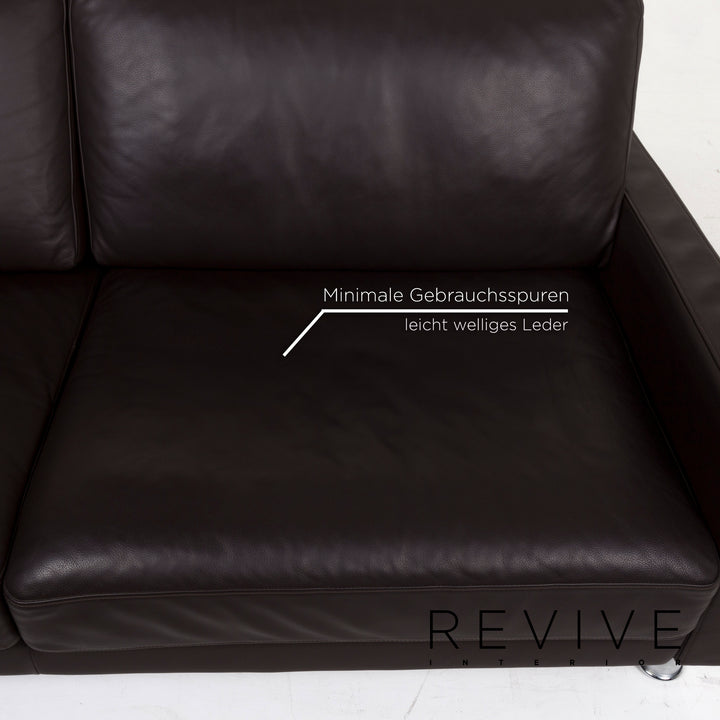 Rolf Benz leather sofa brown dark brown three-seater couch #12817