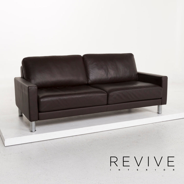Rolf Benz leather sofa brown dark brown three-seater couch #12817