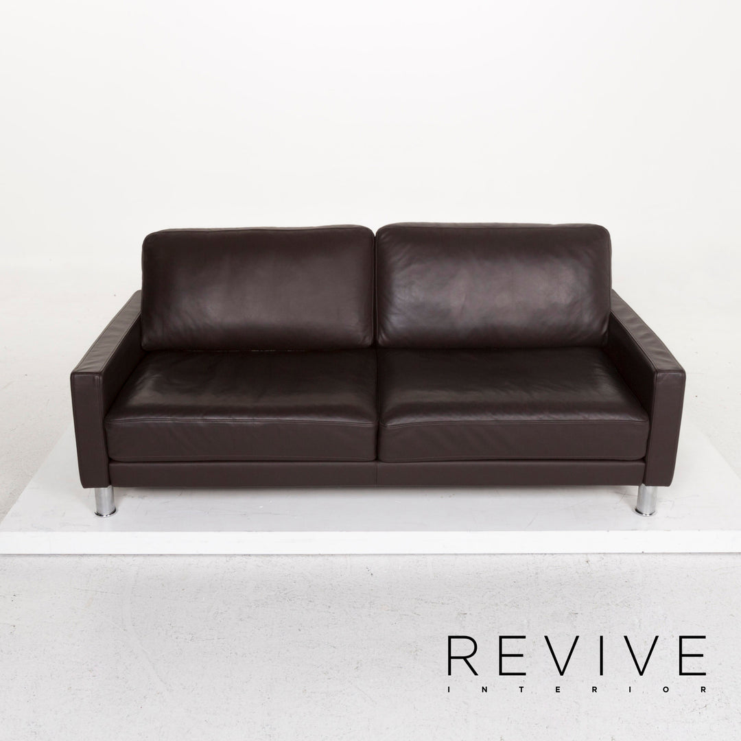 Rolf Benz leather sofa brown dark brown three-seater couch #12817